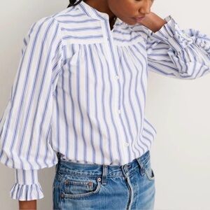 ALEX MILL LEE RUFFLE CUFF BUTTON UP BLOUSE SHIRT~MED~